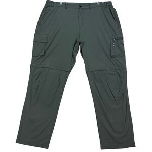 Gash Hao Mens Convertible Green Cargo Pants Size 42x30 Hiking Travel Zip Off